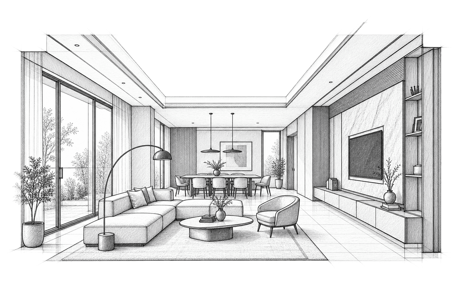 Interior line sketch